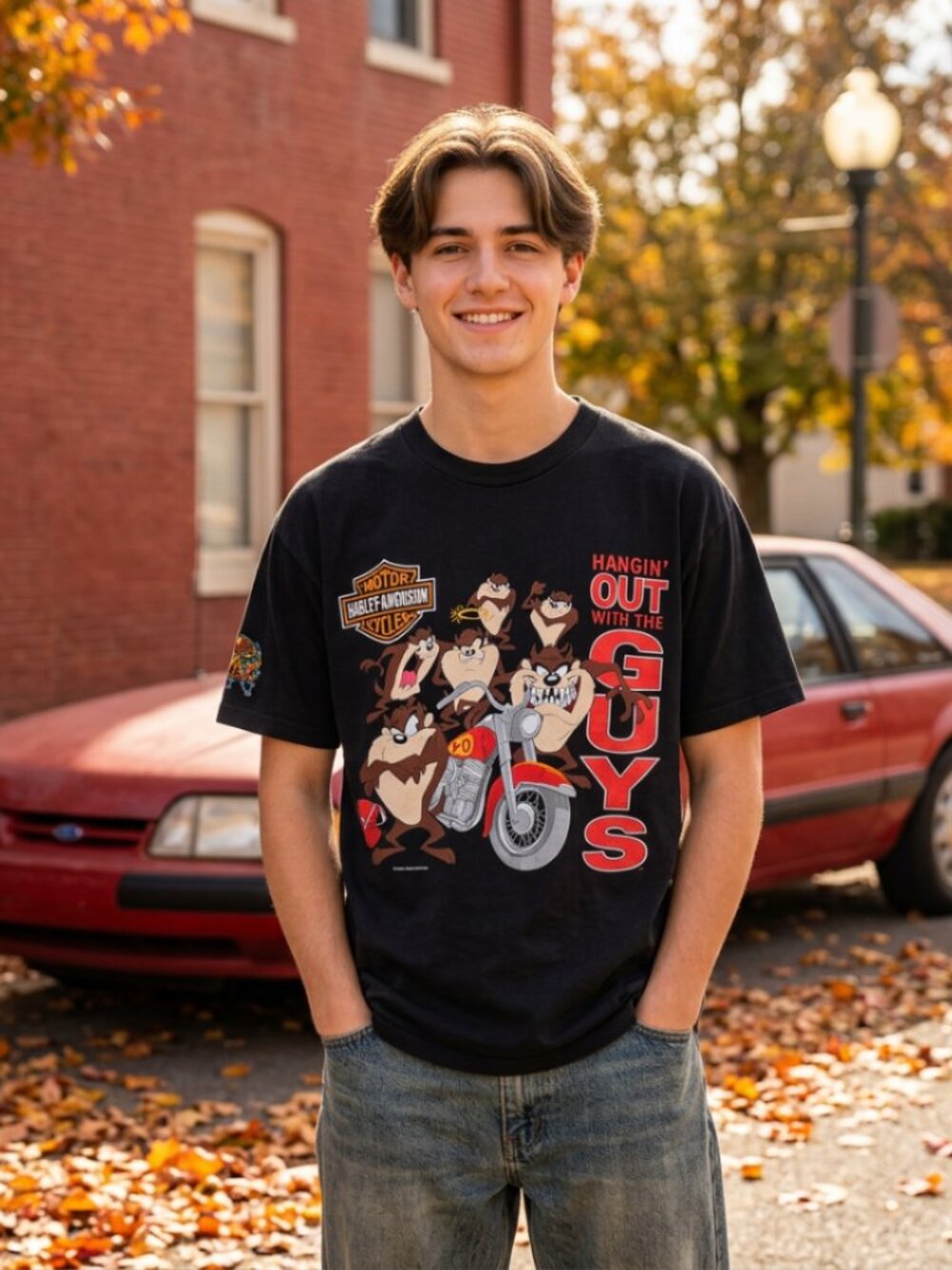 Vtg 1993 Harley Davidson X Looney Tunes Taz Tazmanian Devil Motorcycle T Shirt